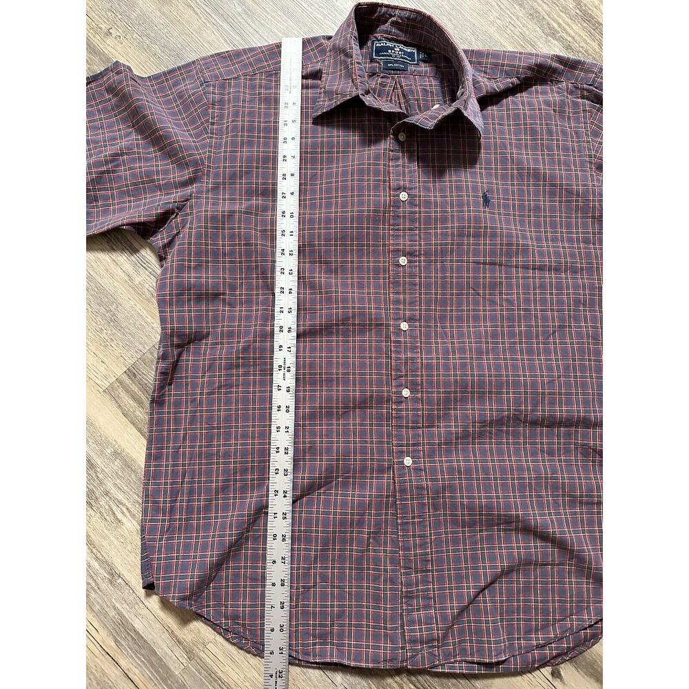 Polo Sport Shirt Ralph Lauren Button Up Mens Large Red Plaid Cotton Y2K VTG - Picture 3 of 7
